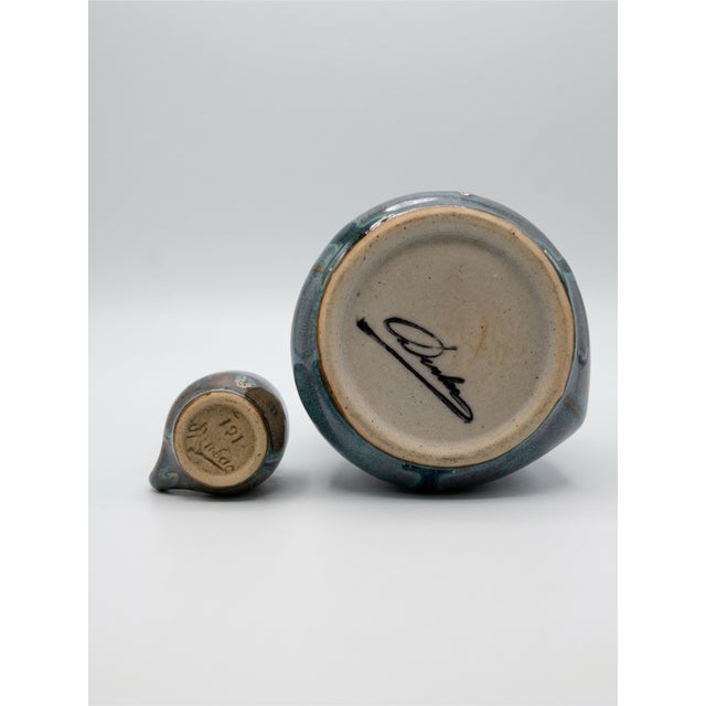 Blue Glazed Stoneware Liqueur Set from Denbac, France, 1960s, Set of 10 For Sale - Image 8 of 11