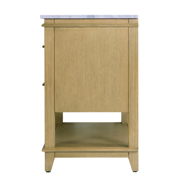 Wood Lois 36 in. W Wood & Marble Single Sink Bathroom Vanity, Light Oak Wire Brushed For Sale - Image 7 of 11