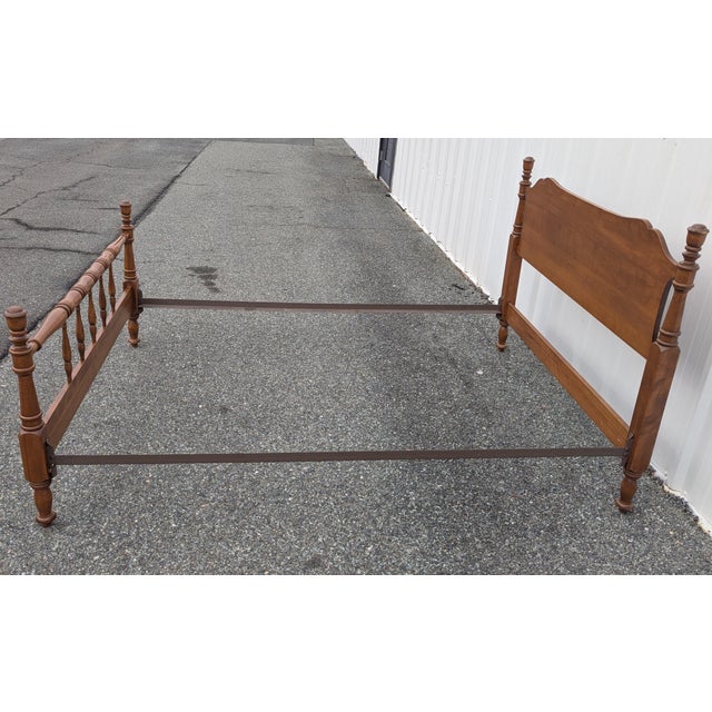 Brown Vintage Traditional Solidwood Full Spindle Bed Frame For Sale - Image 8 of 10