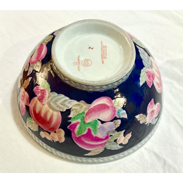 Blue Vintage Hand Painted Deep Cobalt Blue Porcelain Bowl - 10" For Sale - Image 8 of 11