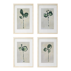 Set of 4 – Organic Modern Botanical Paintings - Dark Green