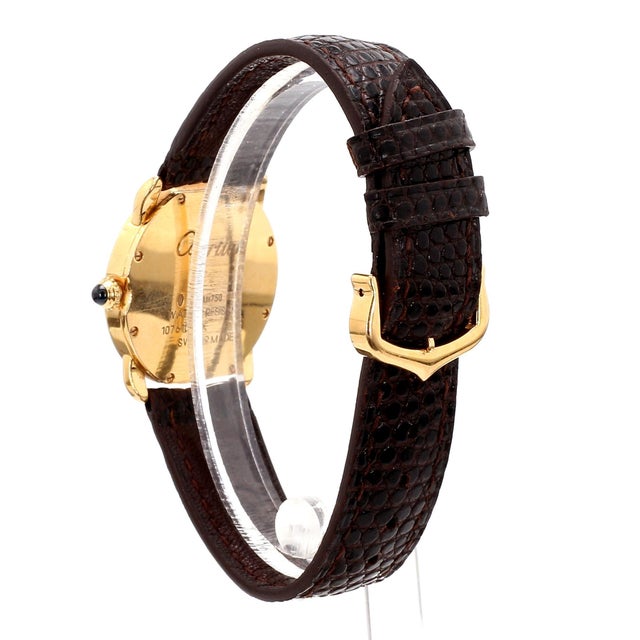 Metal Vintage Cartier Ronde Louis 2886 Quartz 29mm 18k Gold Watch For Sale - Image 7 of 13