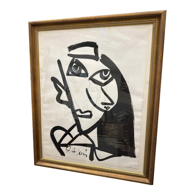 1970s Peter Keil Abstract Cubist Portrait Painting For Sale