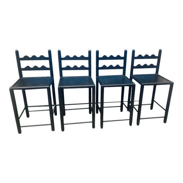 Solid Oak Country French Bar Stools-4 For Sale