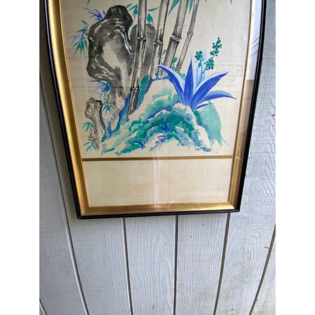 Mid 20th Century Watercolor on Silk For Sale - Image 9 of 12