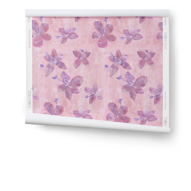 Contemporary Passion Flower Pink Wallpaper For Sale - Image 3 of 3