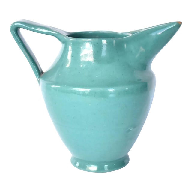 Mid-Century Italian Deruta Jade Green Pitcher For Sale