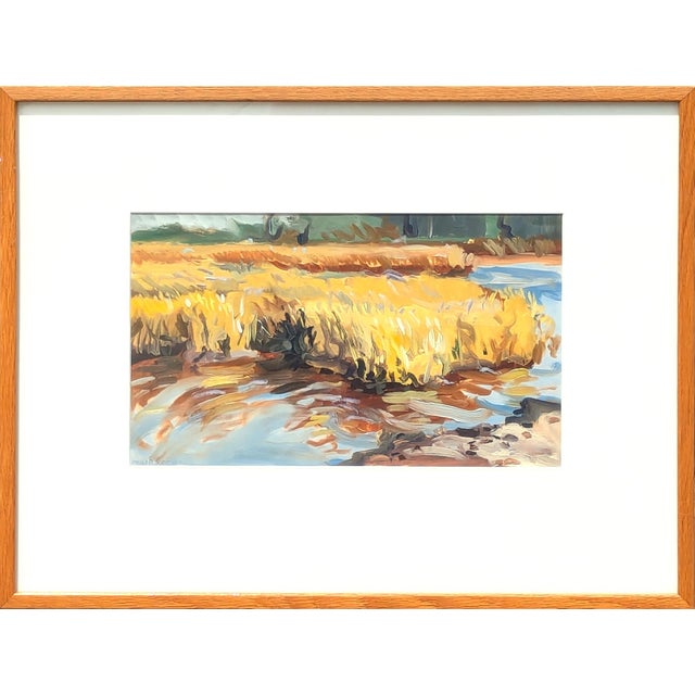Philip Koch "Marsh Grass" Contemporary Colorful Wetlands Landscape Oil Painting, 20th Century For Sale