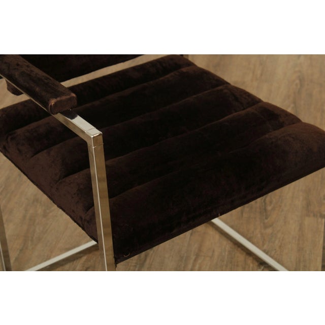 Mid Century Modern Milo Baughman Style Chrome Frame Armchair For Sale - Image 9 of 13