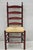 Primitive Rustic Ladder Back Solid Wood Dining Side Chairs with Red Distressed Stain and Woven Rush Seat - Set of 6. Circa...