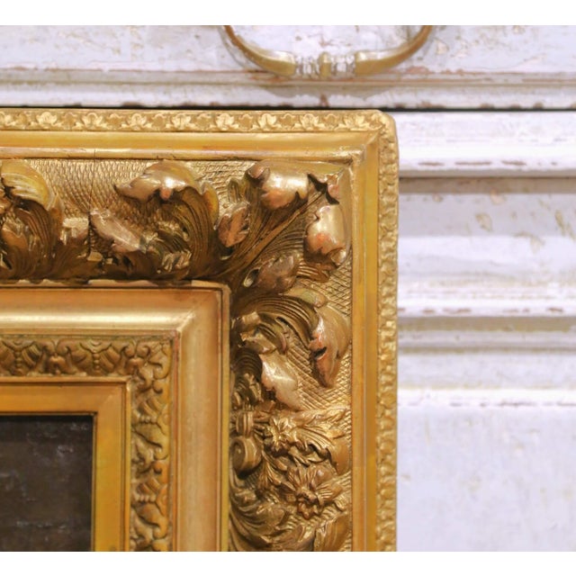 Wood 19th C. French Floral Still Life Oil on Canvas in Gilt Frame by Pierre Bourgogne For Sale - Image 7 of 13