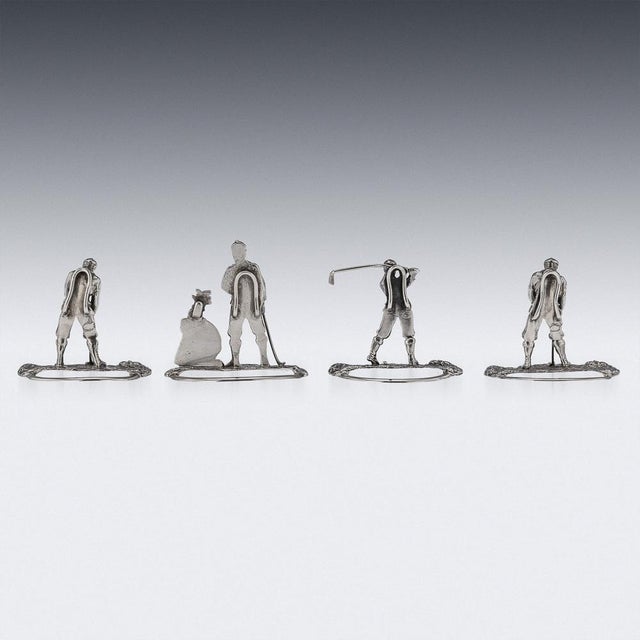 Victorian Silver Golf Menu Holders, London, United Kingdom, 1890s, Set of 4 For Sale - Image 3 of 16