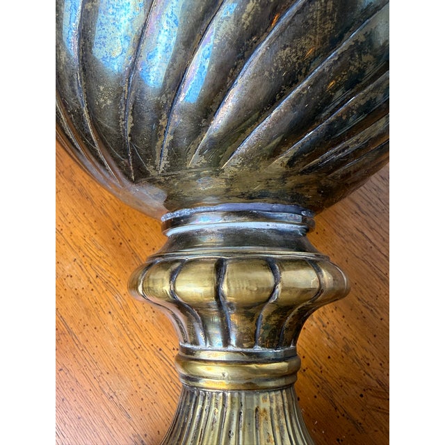 Vintage Extra Large Neoclassical Footed Trophy Urn | Ornate Scalloped Vase/Urn/Champagne Bucket For Sale - Image 15 of 16
