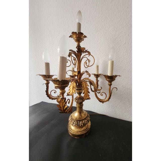 Vintage Hollywood Regency Louis XV 6-Light Florentine Floor Lamp, Italy, 1920s, Set of 2 For Sale - Image 6 of 18