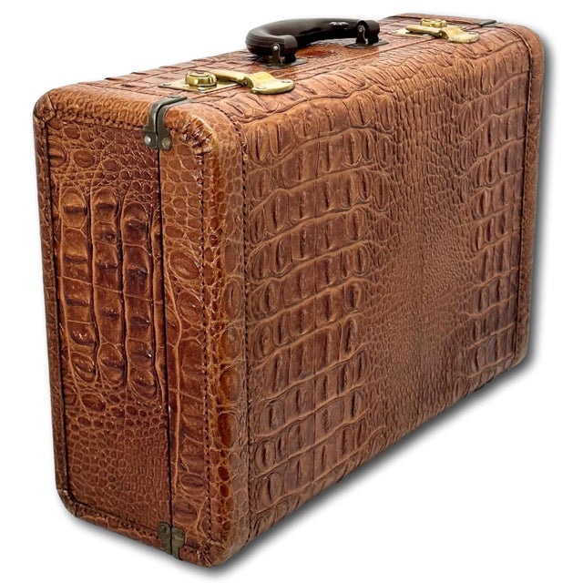 This Really is a Great Looking - Very Unusual Vintage Smaller Over Nite Size Suitcase. Circa Approx. 1940s. As the Brass...