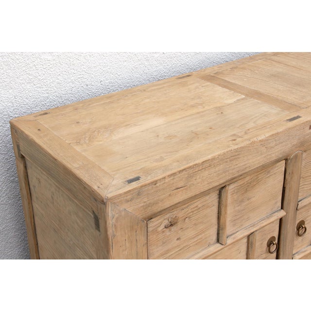 Rustic Bleached Wood 3-Door Grain Cabinet For Sale - Image 4 of 9