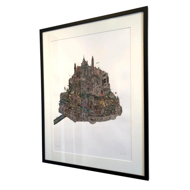 Glass Mont Saint Michel, Framed Watercolor Illustration by Guillaume Cornet, 2016 For Sale - Image 7 of 11