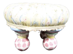 Mackenzie Childs Tufted Upholstered Footstool