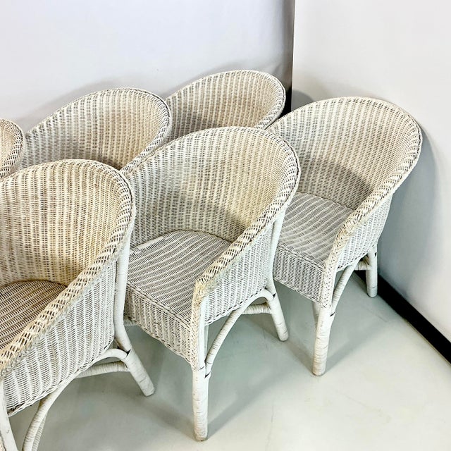 1980s Vintage Boho Chic Coastal Palecek Wicker Dining Chairs - Set of 8. For Sale - Image 6 of 18