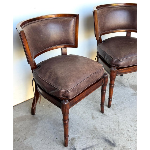 Pair of Neoclassical Klismos Chairs with Caned Seats and Leather Cushions For Sale - Image 9 of 16