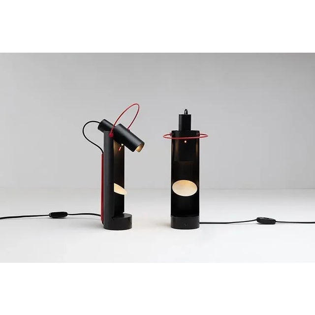 Pair of direct or indirect light painted metal lamps with adjustable diffuser. Unknown production period 1970 Dimensions...