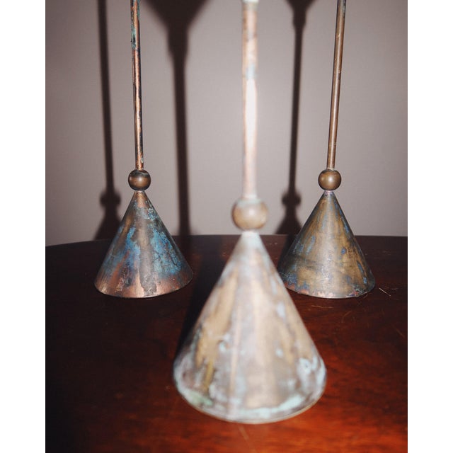 Set of Three Bronze Candlesticks by Christian De Beaumont, France, 1980s For Sale In Los Angeles - Image 6 of 8