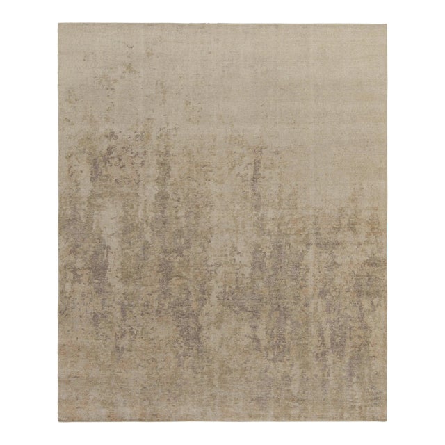 Rug & Kilim’s Abstract Rug in Beige-Brown Distressed Style For Sale