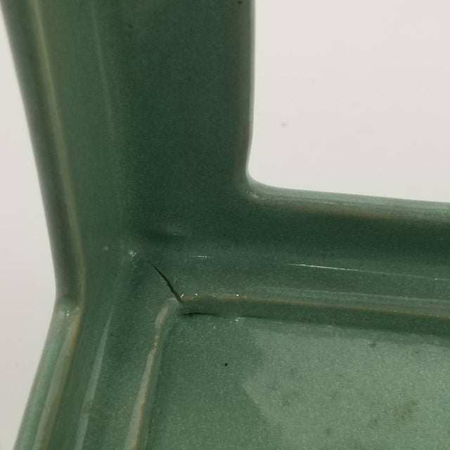 Japanese Vintage Celadon Ikebana Vase With Openwork Design For Sale - Image 16 of 16