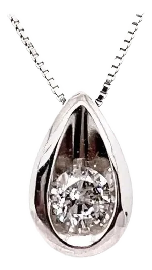14 Karat White Gold 16 Inch Free Form Necklace With Diamond Pendant