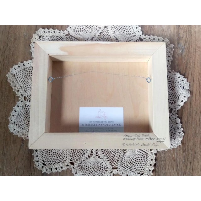 Contemporary Original Mounted Figure Drawing in Orange in Side Plank Pose For Sale - Image 6 of 6