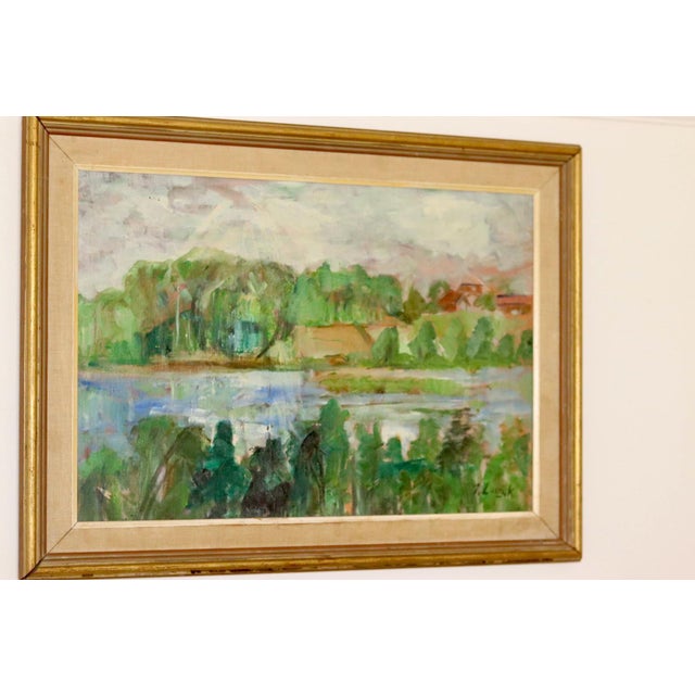 Jerzy Luczak-Szewczyk, Lake, 1950s, Oil on Canvas, Framed For Sale - Image 9 of 10