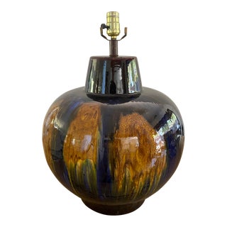 Mid-Century Modern Drip Glaze Ceramic Lamp For Sale