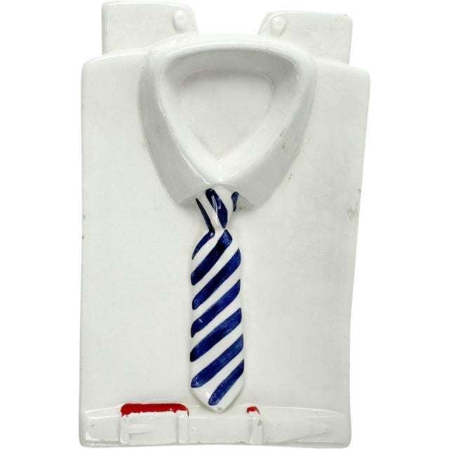 Vintage White Shirt & Tie Ceramic Ashtray Catchall Dish Made in Italy For Sale - Image 14 of 14
