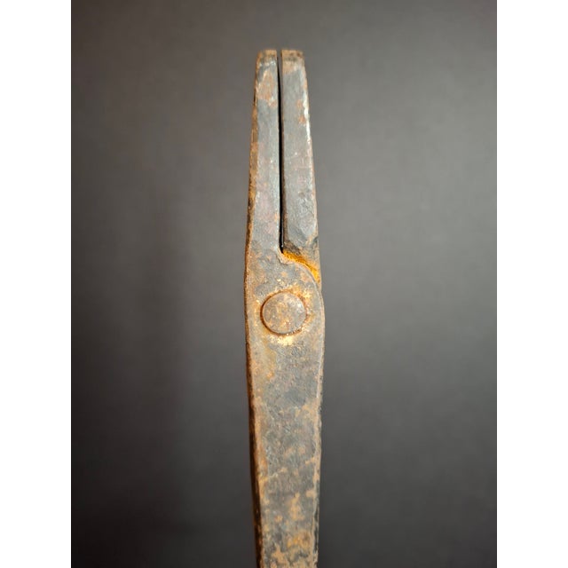 Brown Antique 18th C Wrought Iron Rushlight Candle Holder Hand Forged Early Lighting For Sale - Image 8 of 12