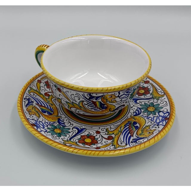 Discover the charm of Italy with this magnificent Marino Mazierli Raffaellesco Hand-Painted Dragon Cappuccino Cup and...