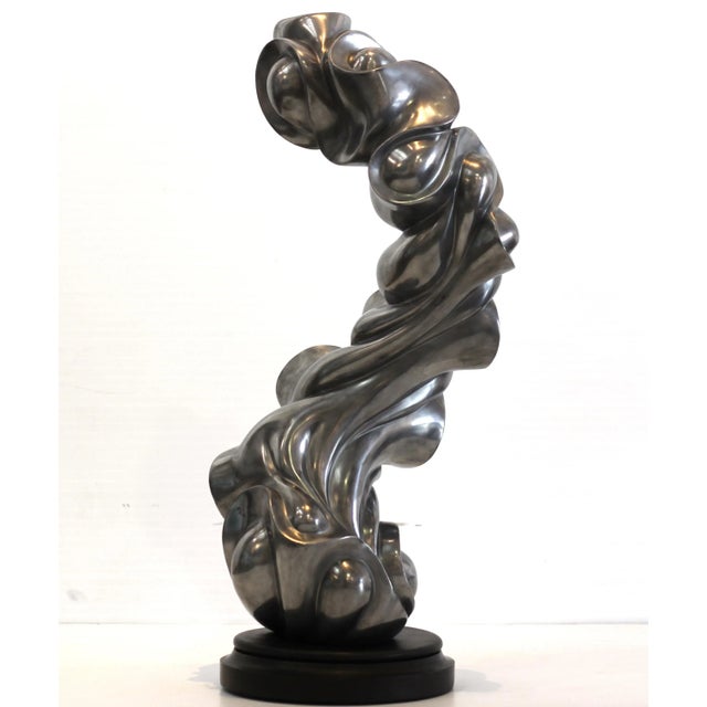 26 Inches Tall Abstract Original Sculpture by Jacob Burmood - Cold Cast Aluminum Artwork "Fluctuation" For Sale - Image 4 of 13