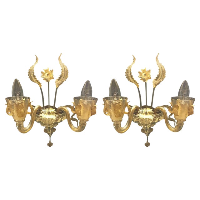 Vintage Murano Glass Sconces, Set of 2 For Sale