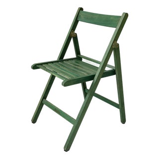 Vintage Green Wooden Folding Chair from Realpina, Italy, 1970s For Sale