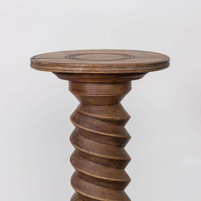 Brown 1940s French Carved Wood Pedestal Table For Sale - Image 8 of 11