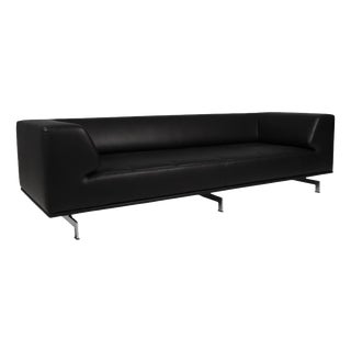 Delphi 3-Seater Sofa in Black Leather and Steel by Hannes Wettstein, 2000s For Sale