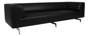 Delphi 3-Seater Sofa in Black Leather and Steel by Hannes Wettstein, 2000s