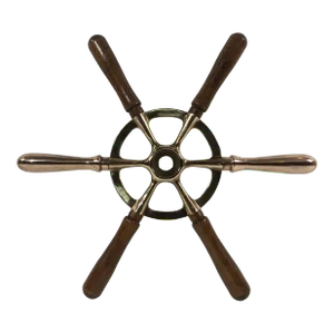 Brass Ships Wheel with Wood Handles