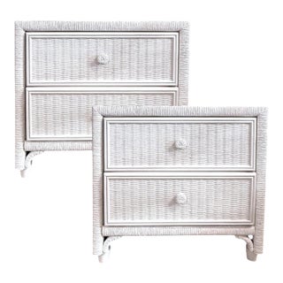 Pair of Vintage Rattan Nightstands For Sale