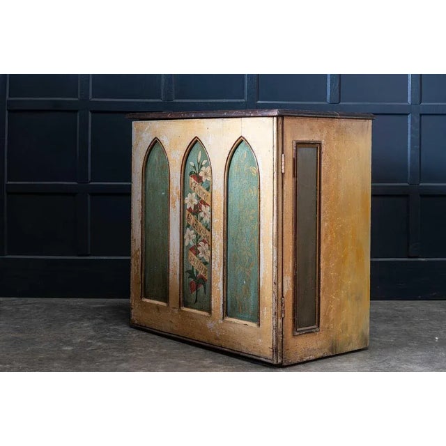 Brown 19th Century English Decorative Painted Chapel Cupboard For Sale - Image 8 of 12