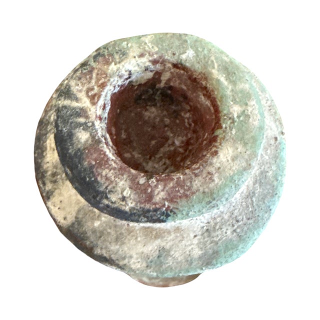 Late 20th Century Pair of Vintage Weathered Terra-Cotta Column Candlesticks For Sale - Image 5 of 7