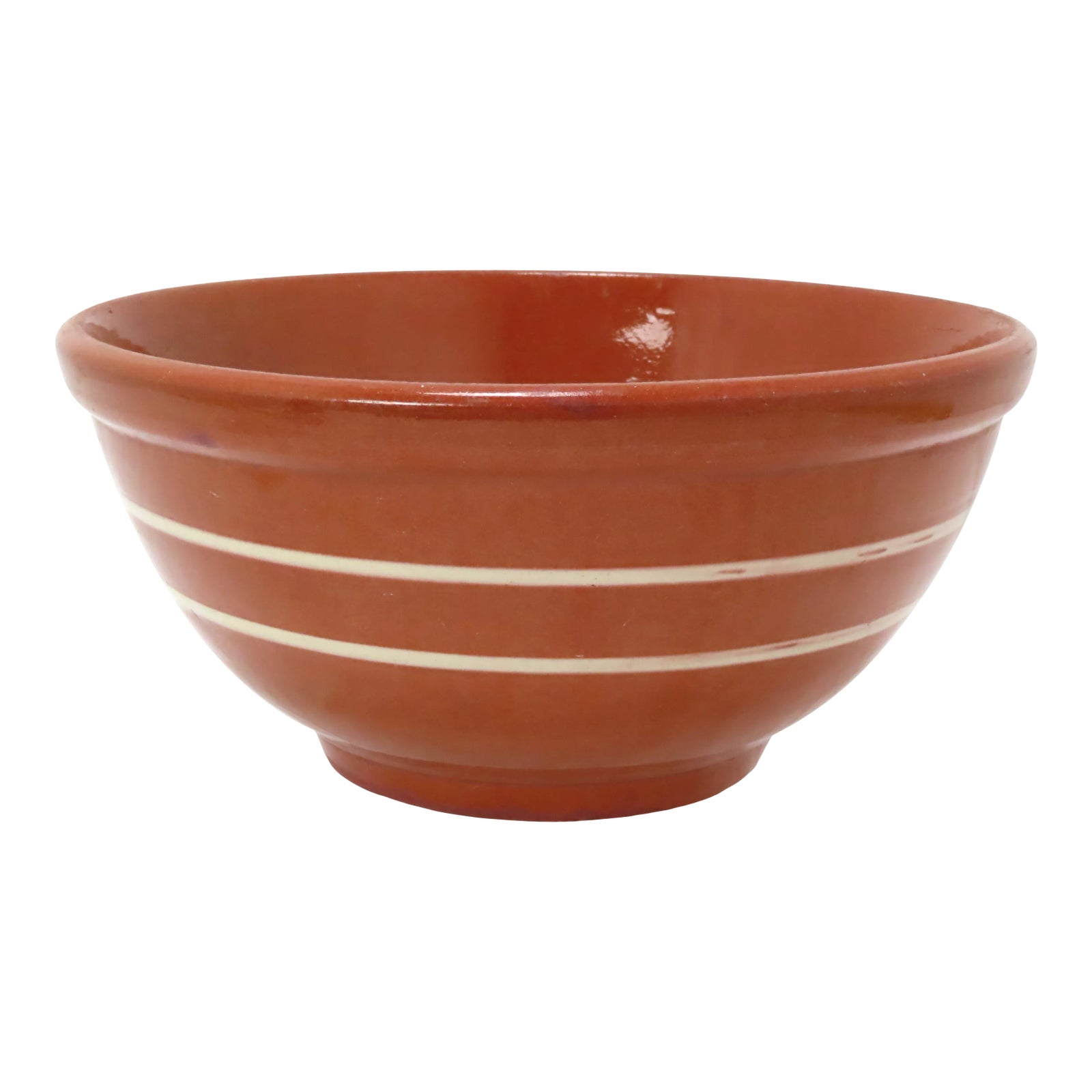 Antique Banded Mocha Redware Pottery Kitchen Mixing Bowl Chairish