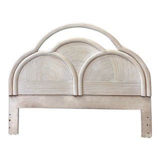 Vintage Coastal Cerused Pencil Reed Queen Headboard For Sale