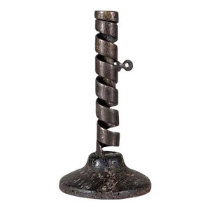 Antique Wood and Metal Candlestick
