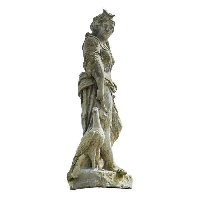 Garden Sculpture of Goddess Hera with Peacock, 1800s | Chairish