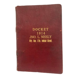 1914 Antique Legal Docket Journal For Sale